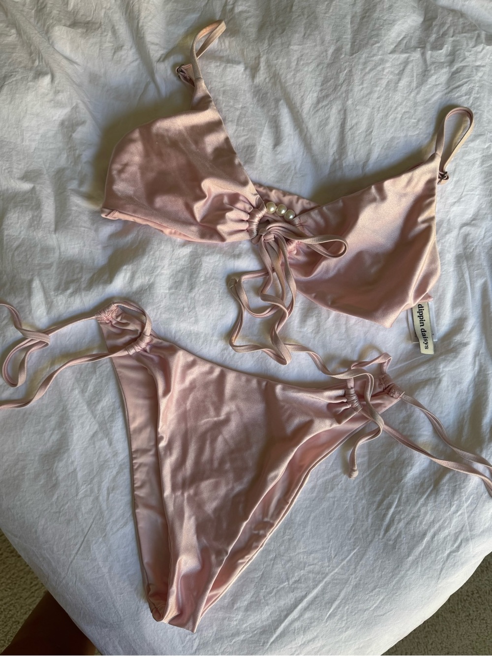 Dippin' Daisy's Blush Pink Pearl-Accented Tie Bikini